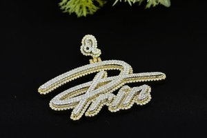 Colgante de Plata de Ley 925 con Moissanita VVS para Hombre, Estilo Hip Hop, Colgante de Letra Bicolor con Nombre Inicial, Pasa el Test de Diamantes - Product Image 4