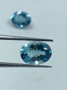 Piedra Preciosa de Aguamarina Natural de Alta Calidad, Corte Ovalado, 2 Piezas, 4.17 Quilates, 7.50x10,8x10MM, para Fabricación de Joyería y Anillos - Product Image 4