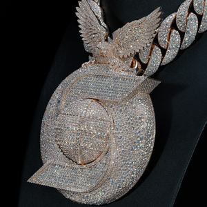 AMBER JEWELS Collar con Colgante de Águila Unisex Chapado en Oro de 18K con Diamante Natural Certificado IGI, Estilo Hiphop, Corte Brillante, Uso Diario - Product Image 3