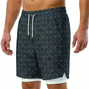 Pantalones Cortos Deportivos para Hombre 2 en 1, Pantalones Cortos de Entrenamiento para Gimnasio con Forro Ajustado Incorporado, Bolsillo para Teléfono, Pantalones Cortos Deportivos Ligeros - Product Image 3
