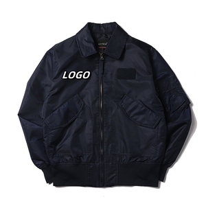 Blouson bomber bleu marine pour homme, fermeture éclair, col rabattable, coupe-vent, style décontracté, matière polyester, logo sur le devant - Product Image 5