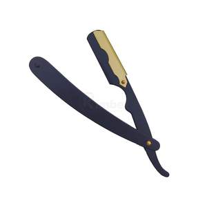 Rasoir droit pliant finition noire, outil de rasage professionnel pour barbier, shavette manuelle, design de logo personnalisé - Product Image 3
