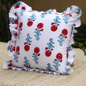 Luxury Square Boho Bedding <b>Indian</b> Ruffled Cotton Pillow Shams Block Print Cushions Frill <b>Throw</b> Pillow Covers 100% Home Hotel - Product Image 4