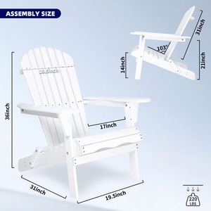 Set di 2 Sedie Adirondack in Legno di Cedro Massiccio, Sedia Pieghevole in Legno Intagliato per Giardino e Patio - Product Image 2