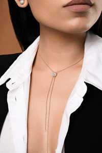 Collares de cadena tipo Y con diamantes redondos de laboratorio, personalizados en oro macizo de 14K o 18K, de 18 pulgadas, ajustables, modernos, delicados, para uso diario. - Product Image 4
