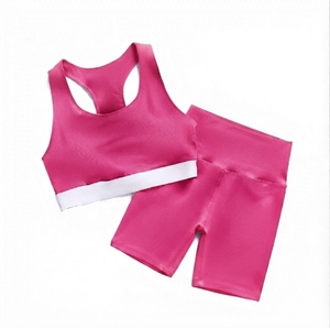 Conjunto Deportivo para Mujer, Top Deportivo de Espalda Cruzada de Color Sólido, Shorts de Cintura Alta para Yoga y Fitness, Soporte Medio, Transpirable y de Secado Rápido - Product Image 4
