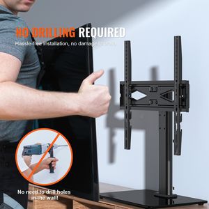 Supporto TV Universale Girevole per TV da 32-55 Pollici, Altezza Regolabile, Supporto da Pavimento Portatile con Piano in Vetro Temperato - Product Image 5