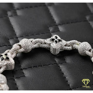 Pulsera de tenis de lujo clásica de oro rosa con eslabones de flor de diamantes cultivados en laboratorio, plata de ley 925, con diamantes VVS helados, aprobada por el probador, estilo Hip Hop - Product Image 2