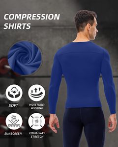 Cycling Top For Men Compression Shirt Crew Neck <b>Long</b> <b>Sleeve</b> Athletic <b>Base</b> <b>Layer</b> Rash Guard Gym Training Running MMA Rash Guard - Product Image 5