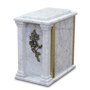 Urna Funeraria Cuadrada de Mármol Blanco para Adultos, Caja de Piedra Pulida para Cenizas Humanas, Recuerdo Conmemorativo, Diseño Elegante y Ecológico - Product Image 1