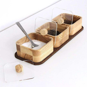 Modern Style Bamboo <b>Spice</b> <b>Storage</b> Container with Airtight Lid Eco-Friendly Wooden Condiment Organizer <b>Storage</b> Bottles & Jars - Product Image 1