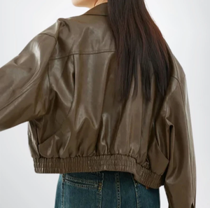 High Quality Cow Skin Knitted Women's <b>Leather</b> <b>Jacket</b> Custom Logo Eco-Friendly <b>Winter</b> Outdoor Wholesale - Product Image 3