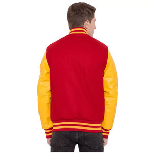 Chaqueta Varsity Roja y Dorada para Hombre Shamsher Sports con Mangas de Lana/Viscosa, Cuello Redondo, Informal, Transpirable, 100% Lana - Product Image 2