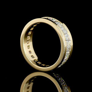 Anillo de Lujo de Doble Hilera de Diamantes con Baño de Rodio, Anillo Ancho de Oro 10K 14K 18K y Plata 925 935, Ideal para Aniversario de Bodas - Product Image 4