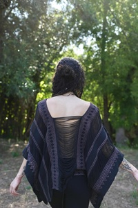 Poncho Tribal con Flecos, Camisa Tejida Estilo Boho Hippie para Festivales, Atuendos de Hada, Ligero, Cómodo, Tallas Grandes - Product Image 2