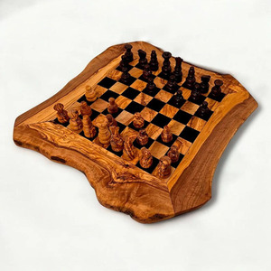 Handcrafted Live Edge <b>Wooden</b> <b>Chess</b> <b>Set</b> With Unique Organic Board Design And Carved Pieces Elegant Strategy Game For Family Fun - Product Image 1