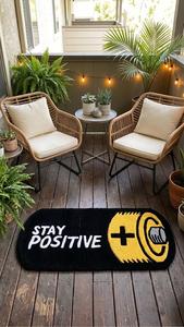 Alfombra Moderna Antideslizante de Lana Hecha a Mano con Forma de Batería y Diseño Único 'Stay Positive' para Decoración del Hogar - Product Image 4