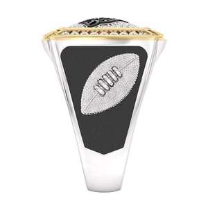 Anillo de Lujo para Hombre con Diseño de Escudo de Fútbol, Plata 925, Chapado en Oro, con Incrustaciones de Diamantes, Estilo Cóctel - Product Image 1