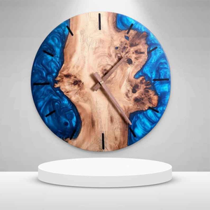 Horloge murale artisanale en bois et résine époxy, design unique et personnalisé avec grain de bois naturel, calendriers à quartz, décoration intérieure, artisanat en bois - Product Image 6