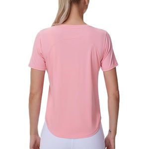Camisetas Casuales a Cuadros para Mujer, Cómodas y Frescas, al por Mayor, de Mezcla de Algodón, Cuello Redondo, Verano, Ecológicas, de Secado Rápido, 180g - Product Image 4