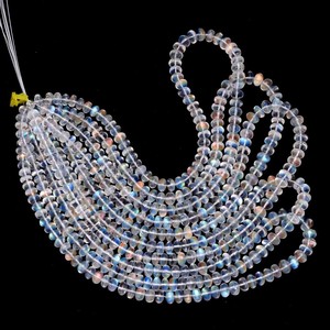 High Quality Rajasthan <b>Rainbow</b> Moonstone Smooth Rondelle Beads 5mm-7mm Natural White Multi Flashy Gemstone - Product Image 1