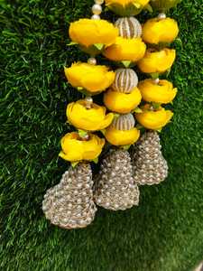 ดอกโบตั๋นประดิษฐ์พร้อมพวงระย้าไข่มุกสำหรับงานแต่งงาน ฮัลดี เมฮันดี นิกาห์ ฉากหลัง |   เทศกาลดีวาลี พระพุทธเจ้ากฤษณมณี และของตกแต่งบ้านแบบแขวน - Product Image 4