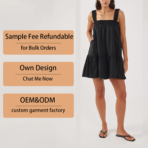 Vestido Mini Informal Negro Personalizado para Mujer, 100% Algodón Ecológico - Product Image 1