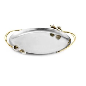 Bandeja de Servicio de Aluminio Fantástica Más Vendida con Asas en Forma de Hoja, Acabado Único para Presentación de Alimentos - Product Image 6