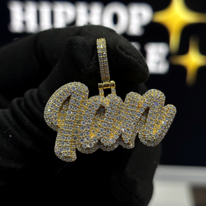 Collier unisexe personnalisé avec nom, plaqué or, en argent sterling 925, serti de moissanite VVS, style hip-hop, HIPHOP SPARKLE - Product Image 3