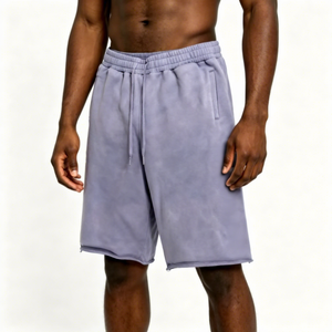 Pantalones Cortos Casuales de Color Sólido para Hombre, Cintura Elástica, Tela de Rizo Suave, Estilo Streetwear, con Cordón Ajustable, para Verano - Product Image 5
