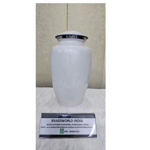 Urna Funeraria de Aluminio con Acabado Blanco Perla de Alta Calidad para Cenizas de Adultos, Hecha a Mano, Moderna, Capacidad de 220 Pulgadas Cúbicas, Personalizable - Product Image 1