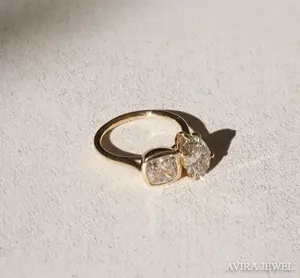 Anillo de Boda para Mujer con Diamante Cultivado en Laboratorio de Primera Calidad, Corte Princesa de 1.1CT, VVS1 VVS2, Oro Sólido de 10K 14K 18K, Sin Níquel, Sin Plomo, Clásico - Product Image 2