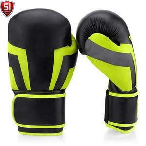 Ensemble de boxe SUMROOS SI : Gants en cuir noir et vert avec sangle de poignet réglable – Équipement d'entraînement durable, protecteur et confortable - Product Image 1