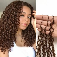 Extensions de cheveux humains au crochet marron chocolat, tresses au crochet sans nœuds effet plume pour femmes