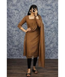 Ropa Étnica India, Kurtis Lisos de Material Georgette con Dupatta para Uso Diario y Casual, Kurtis Sencillos con Tallas Grandes Disponibles - Product Image 1