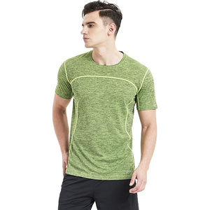 Dark Red Marl Contrast Stitch Men Crewneck Stretchy Active Seam Breathable Moisture Wicking T-<b>Shirt</b> Short Sleeve - Product Image 5