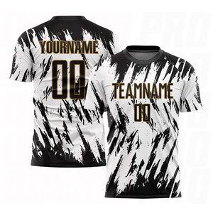 Custom White Black Old Gold Sublimation Soccer Uniform Jersey Premium Quality Personalized Football Kit Breathable <b>Athletic</b> Team - Product Image 1