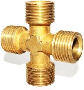 Conexión de Tubería en Cruz Igual de Latón Forjado con Rosca Macho de 1/8'' |   Conector NPT de 4 Vías |   Superficie Pulida para Aplicaciones de Plomería - Product Image 4