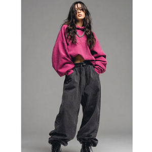 Conjunto de Sudadera con Hombros Caídos y Pantalones Jogger Anchos para Mujer, Chándal Holgado de Invierno para Dama - Product Image 1