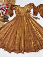 Robe Anarkali Fendy de créateur LD CREATION, en soie Fendy lourde de 3,5 mètres, avec dupatta à sequins et pantalon palazzo, prête à porter