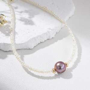 Gold Filled Freshwater Pearl Necklace Elegant Beaded <b>Choker</b> Drop Charm 925 Sterling <b>Silver</b> 14K Gold Plated - Product Image 2