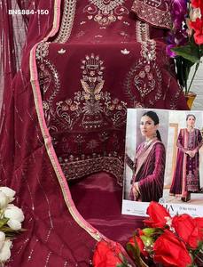 Nueva variedad de georgette de colores increíbles con conjunto de salwar-kameez y dupatta semicosturado bordado a precio de mayorista. - Product Image 4