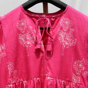 Beautiful floral Cotton Block Printed dress Dress For Casual wear Hand Block Printed Dress - Product Image 5
