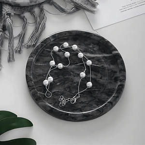 Plateau de service rond en marbre zèbre noir, moderne, résistant au feu, en pierre naturelle, décoratif, décoration de luxe pour la maison, pour la cuisine et la salle à manger - Product Image 2