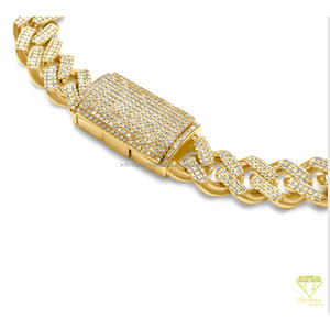 Designer Moissanite Cuban <b>Bracelet</b> Crafted with Premium Yellow Gold Plating and Exceptional Diamond Like Shine - Product Image 4