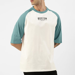 Men's Breathable <b>Raglan</b> <b>Sleeve</b> <b>T</b>-<b>Shirt</b> O-Neck Casual Oversized Fit Regular Length 100% Cotton Jersey Material - Product Image 2