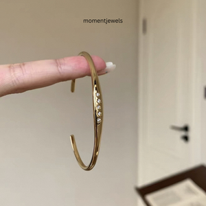 Brazalete de Plata de Ley 925 con Eslabones Ovalados, Chapado en Oro, con Circonitas, Joyería Minimalista para Mujer - Product Image 2