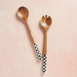 Hand Carved Mango Wood <b>Salad</b> Servers Eco-Friendly Dishwasher Safe <b>Salad</b> <b>Tools</b> - Product Image 4