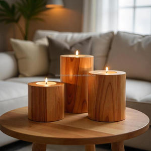 Portavelas de Madera de Acacia Hecho a Mano |   Diseño Moderno y Minimalista |   Decoración del Hogar y Regalos Premium para Bodas - Product Image 6