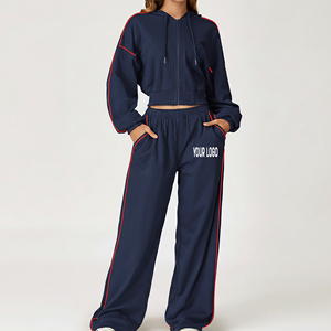 Survêtement sur mesure OEM/ODM de qualité supérieure, 100 % coton épais, avec passepoil intégral et logo imprimé personnalisé pour femmes - Product Image 1